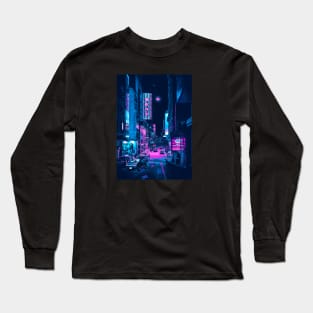 City Neon Synthwave Long Sleeve T-Shirt